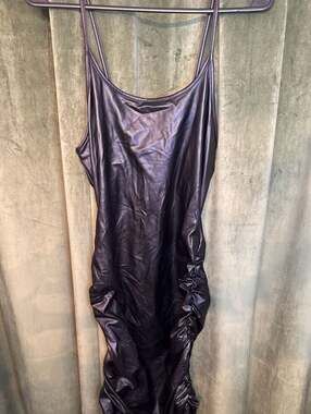 Mad Rag Faux Leather Ruched Midi Bodycon Dress XL